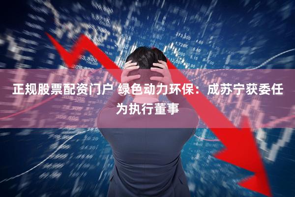 正规股票配资门户 绿色动力环保：成苏宁获委任为执行董事