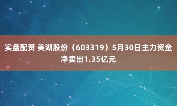 实盘配资 美湖股份（603319）5月30日主力资金净卖出1.35亿元